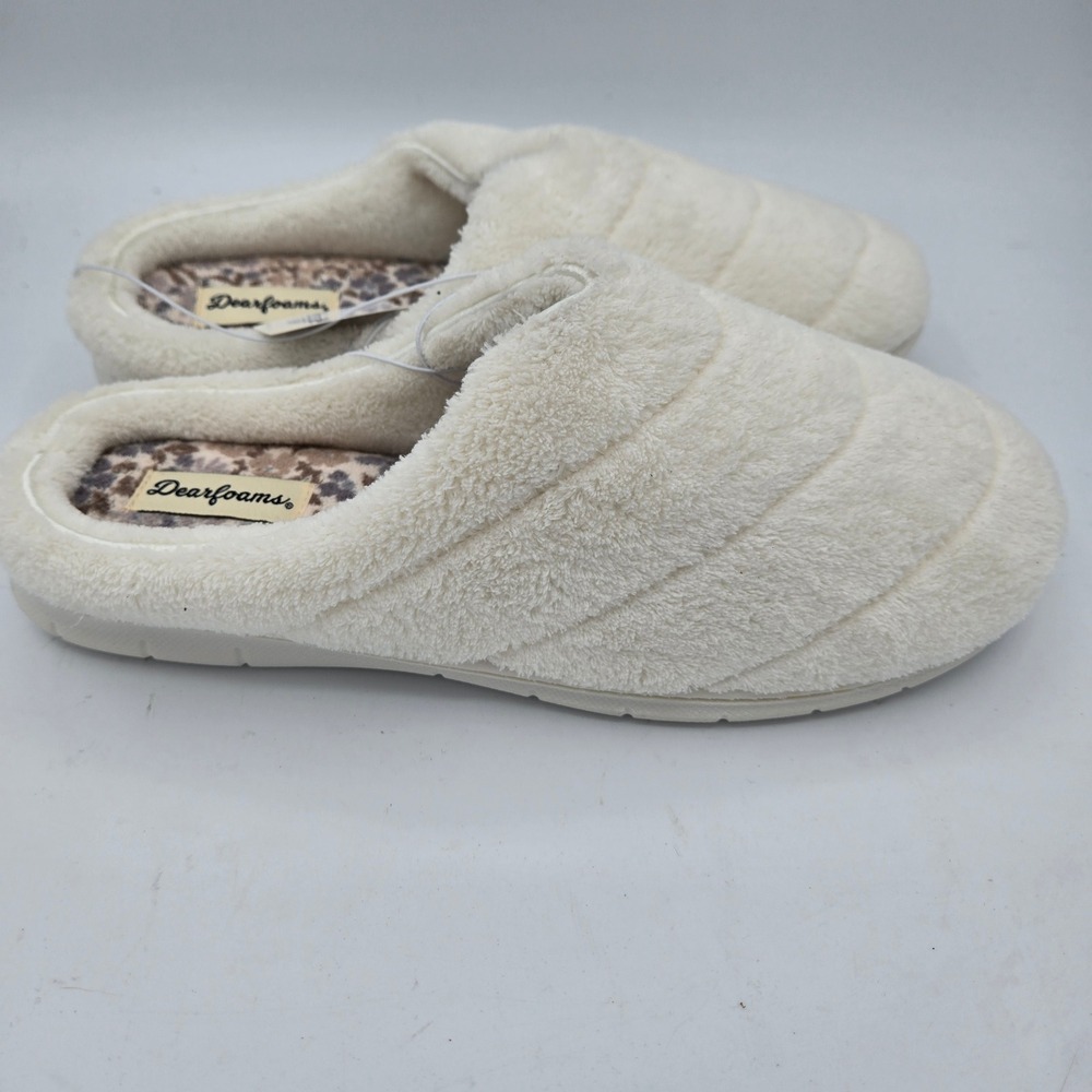 Dearfoams Cozy Comfort Women's Slippers Size Large 9-10 Cream Faux Fur New